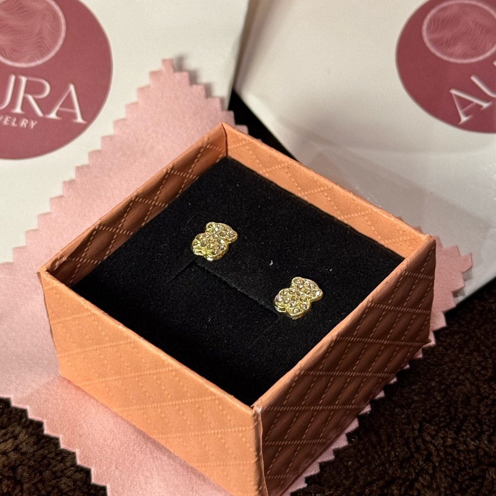 Aura Gold Textured Stud Earrings